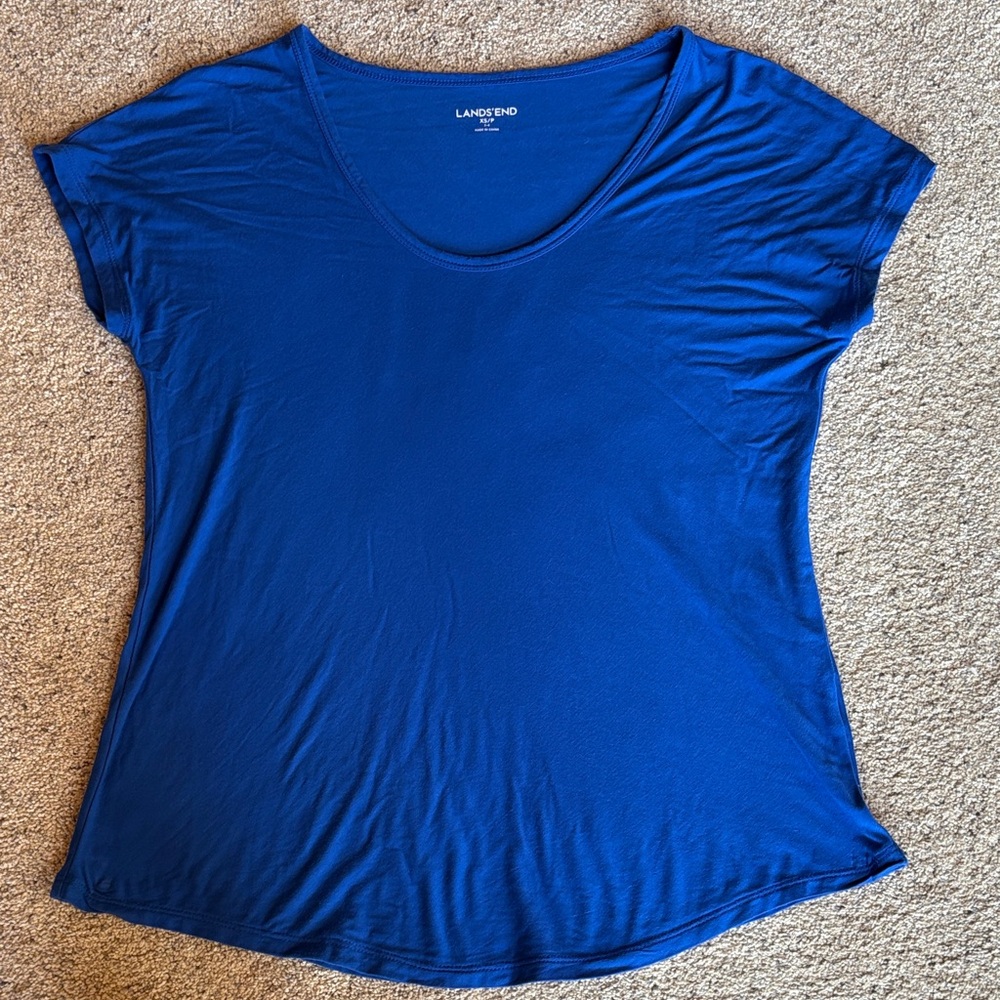 Lands' End Women's Short Sleeve Top in Royal Blue